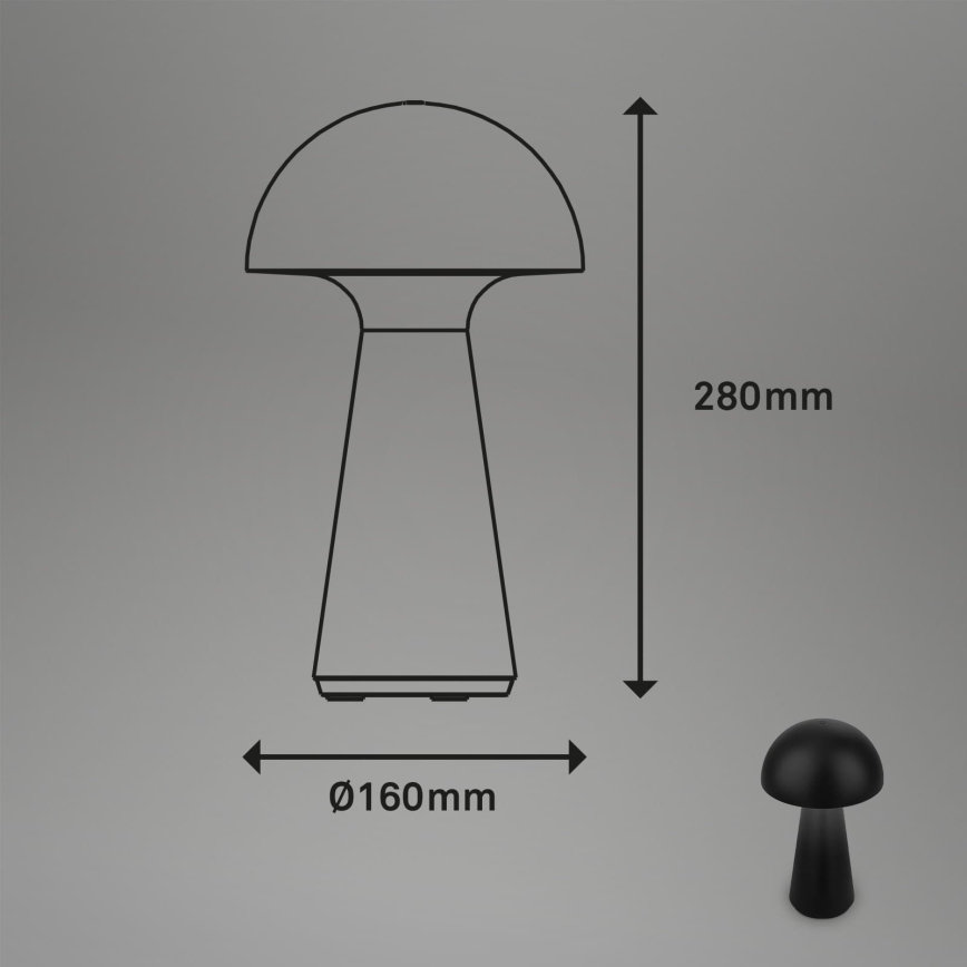 Briloner - LED hämardatav laetav puutetundlik välistingimustes kasutatav lauavalgusti LED/2,6W/5V 3000K IP44 2000 mAh must