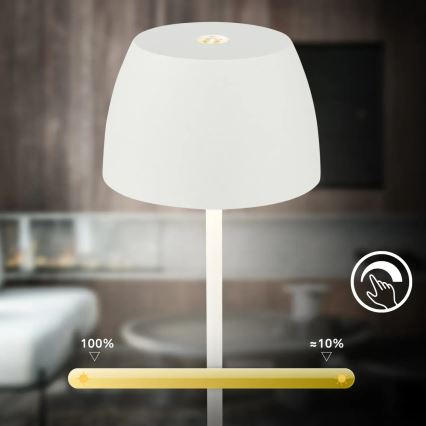 Briloner  - Hämardatav laetav puutetundlik välitingimuste laualamp MINI LED/2,5W/5V IP44 1800 mAh valge