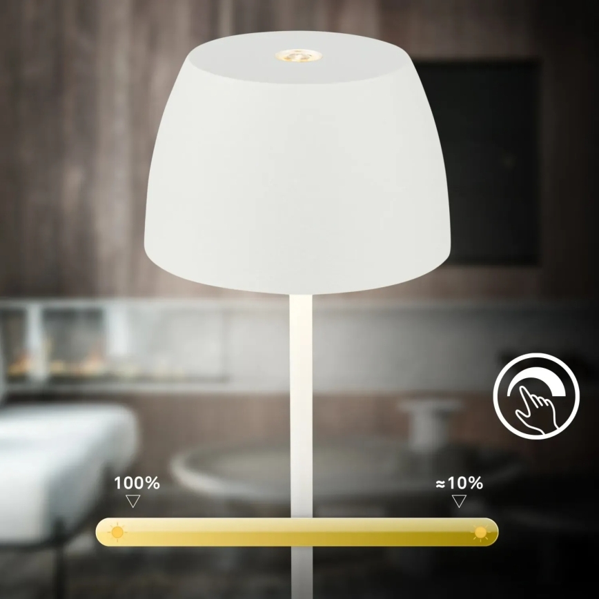 Briloner  - Hämardatav laetav puutetundlik välitingimuste laualamp MINI LED/2,5W/5V IP44 1800 mAh valge