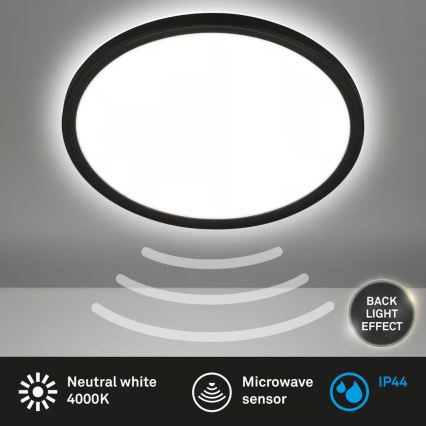 Briloner - LED vannitoa laelamp liikumisanduriga MOVE LED/18W/230V IP44 läbimõõt 29 cm must