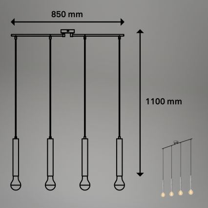 Briloner - Lühter LONGA 4xE27/60W/230V hõbedane