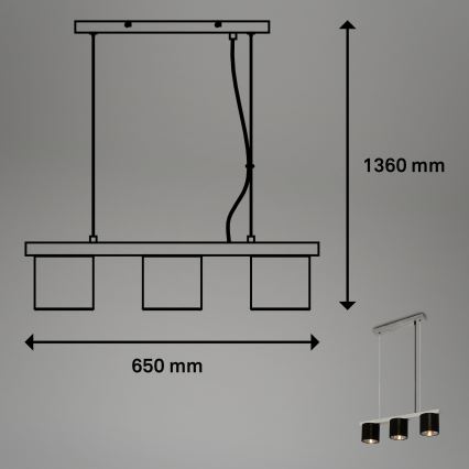 Briloner - Lühter LURI 3xE14/25W/230V kummipuu