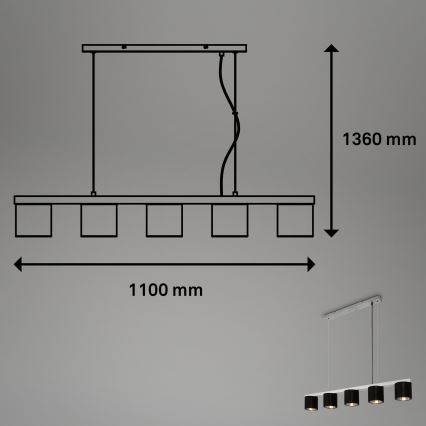 Briloner - Lühter LURI 5xE14/25W/230V kummipuu