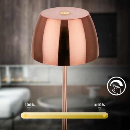 Briloner - LED hämardatav laetav puutejuhtimisega välistingimustes laualamp MINI LED/2,5W/5V IP44 1800 mAh vaskne