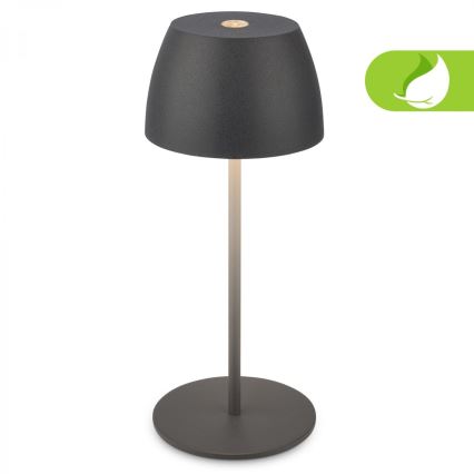 Briloner - LED hämardatav laetav puutetundlik välistingimustes laualamp MINI LED/2,5W/5V IP44 1800 mAh antratsiit