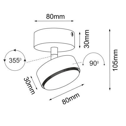 Brosline - suunatav laevalgusti 1xGX53/9W/230V valge