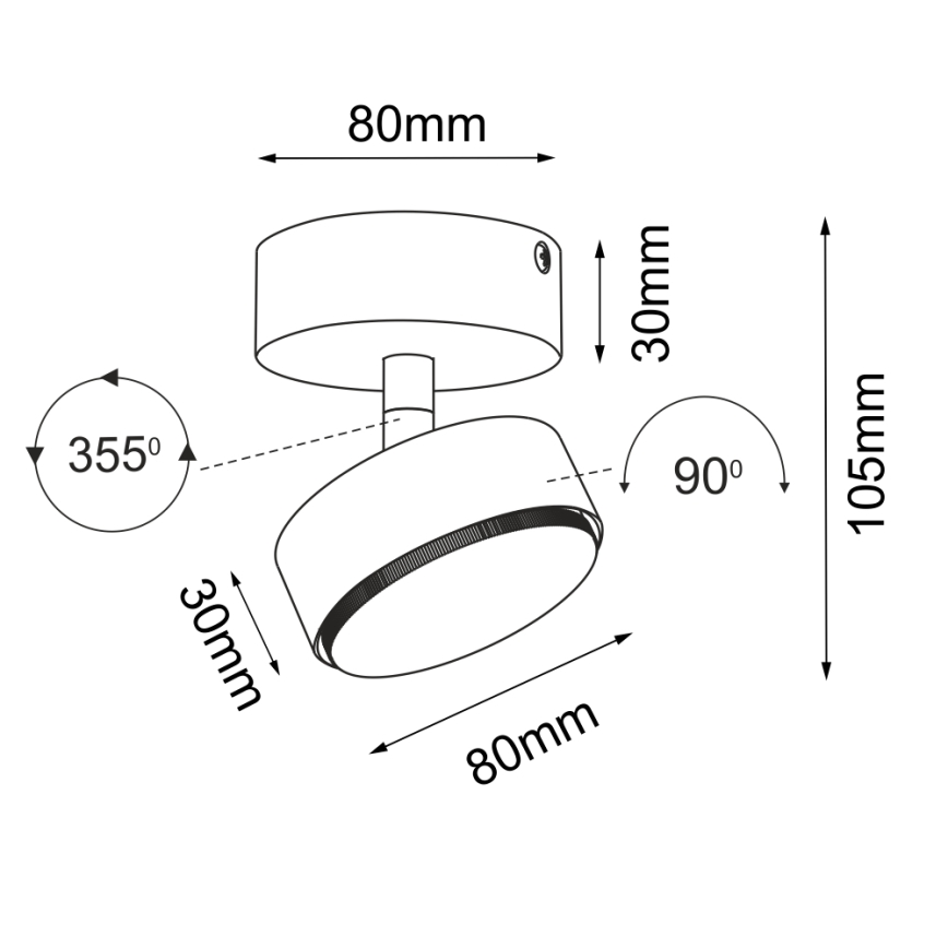 Brosline - suunatav laevalgusti 1xGX53/9W/230V valge