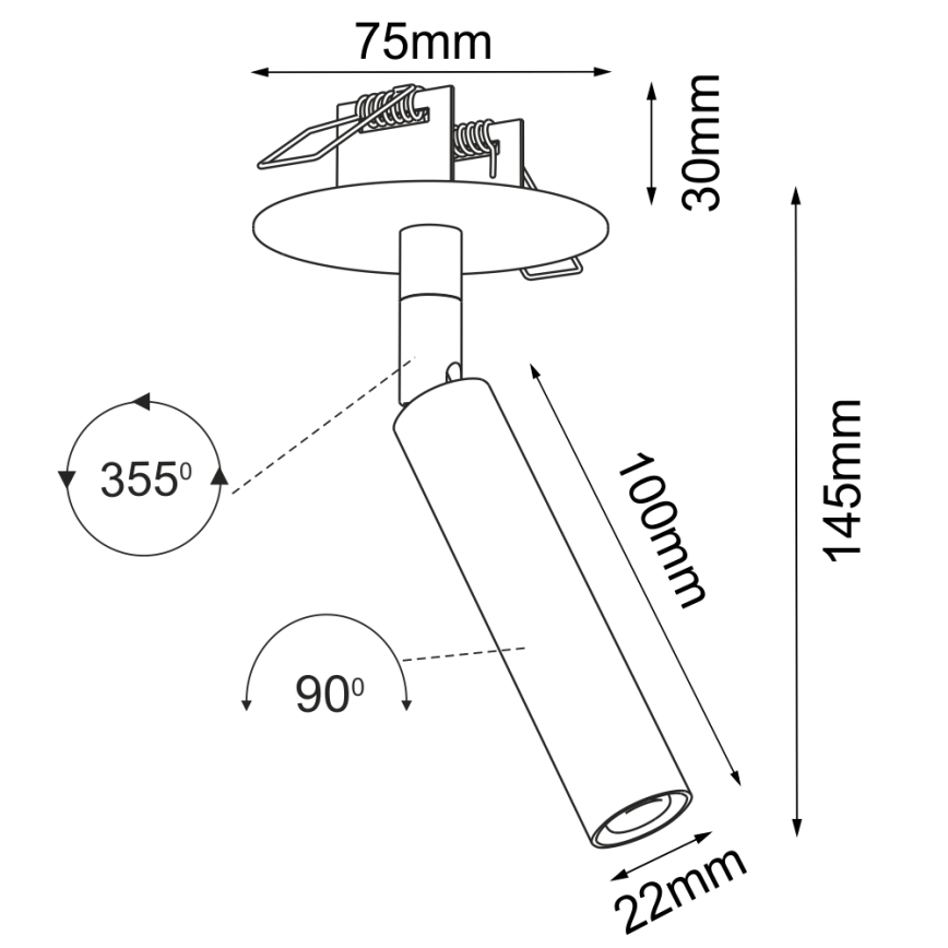 Brosline - lae sissepaigaldatav spottvalgusti 1xG9/2,5W/230V must