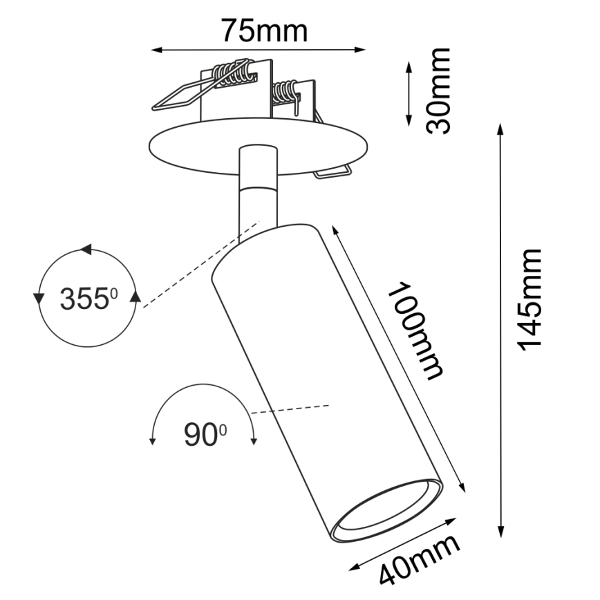 Brosline - lae sisse paigaldatav punktvalgusti 1xGU10/4W/230V valge