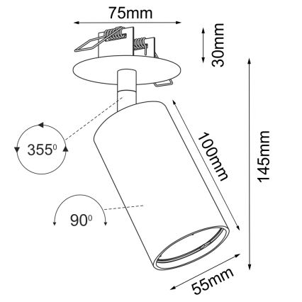 Brosline - Lae sisse paigaldatav spot-valgusti 1xGU10/10W/230V valge