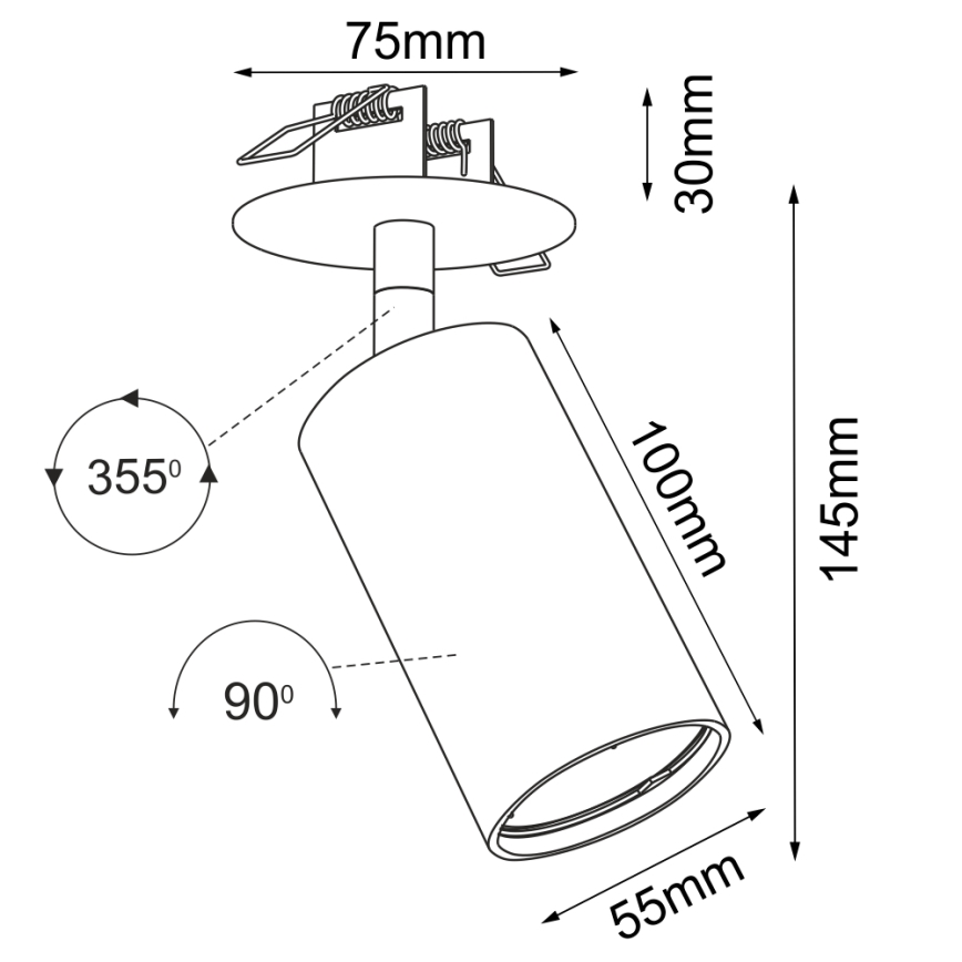 Brosline - Lae sisse paigaldatav spot-valgusti 1xGU10/10W/230V valge
