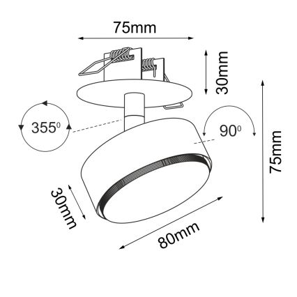 Brosline - Lae sisse paigaldatav suunavalgusti 1xGX53/9W/230V valge