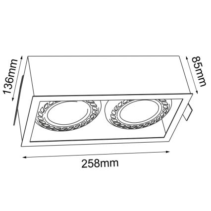Brosline - Süvisvalgusti 2xGU10/18W/230V must