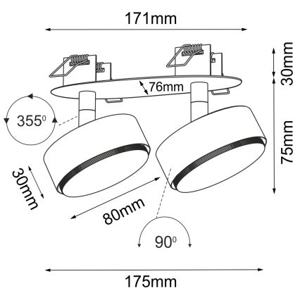 Brosline - laesse paigaldatav suunavalgusti 2xGX53/9W/230V valge