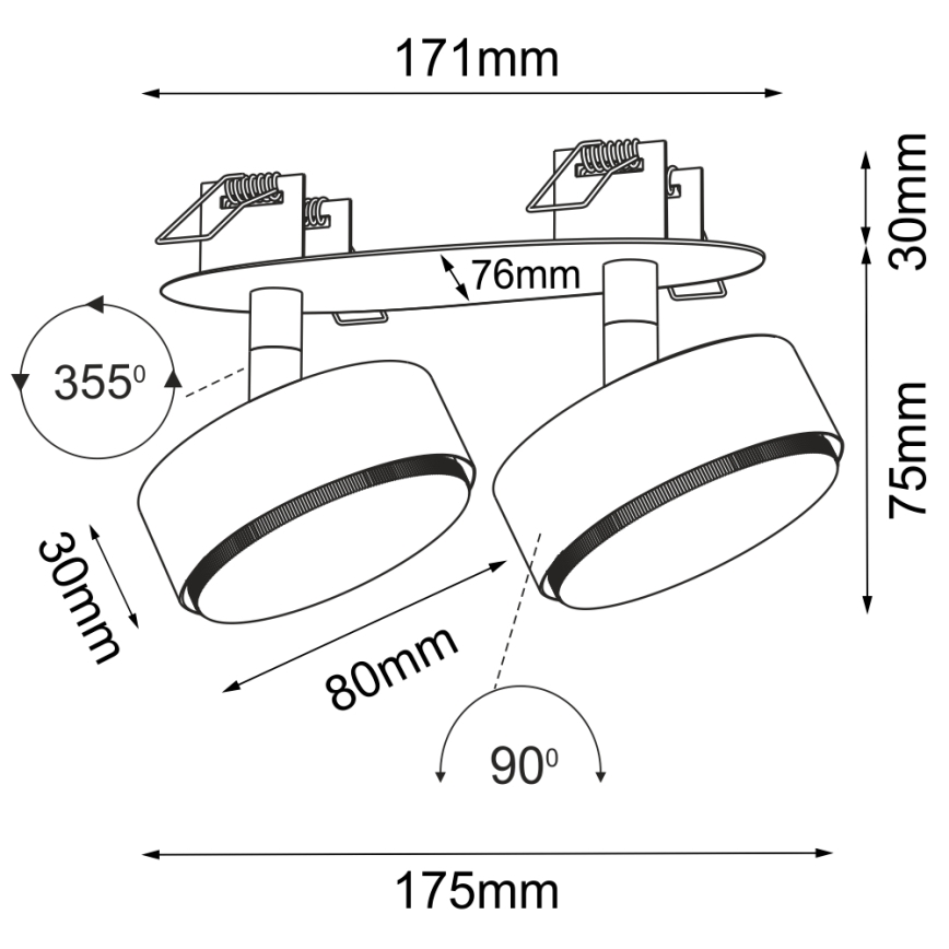 Brosline - laesse paigaldatav suunavalgusti 2xGX53/9W/230V valge