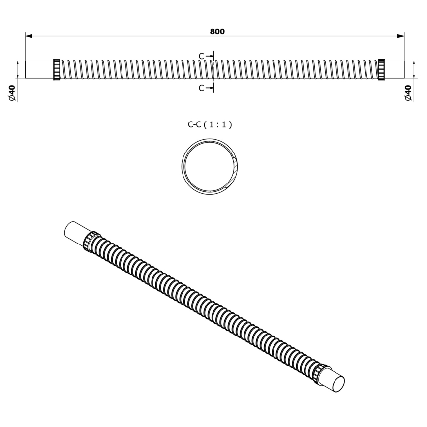 Bruckner - Paindlik ühendustoru 80 cm valge