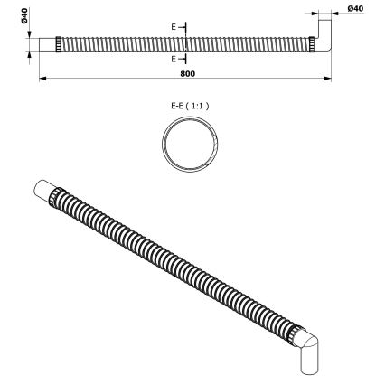 Bruckner - Paindlik ühendustoru põlv 80 cm valge