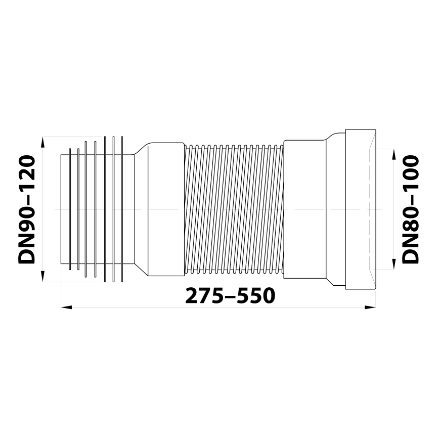 Bruckner - Paindlik WC ühendustoru 27,5-55 cm valge
