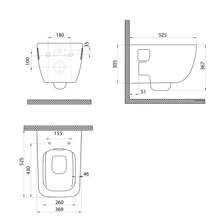 Bruckner - Seinale kinnitatav WC Rimless WALTER keraamika/valge