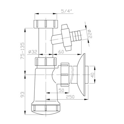 Bruckner - Valamu äravool koos oks tailpiece DN40 valge