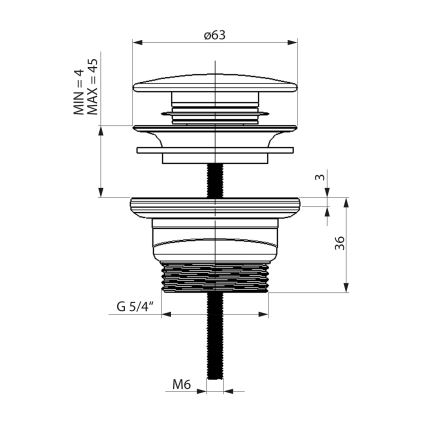 Bruckner - Valamu äravoolupesa CLICK-CLACK d. 6,3 cm roostevaba