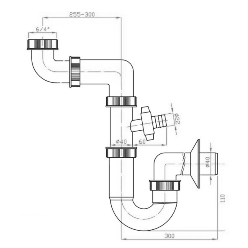 Bruckner - Valamu sifoon haruga DN40 valge