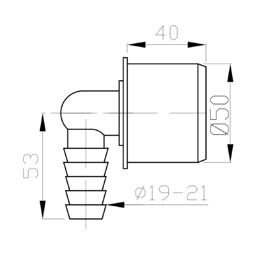 Bruckner - Vooliku ühendusots nurk DN50 19-21 mm hall