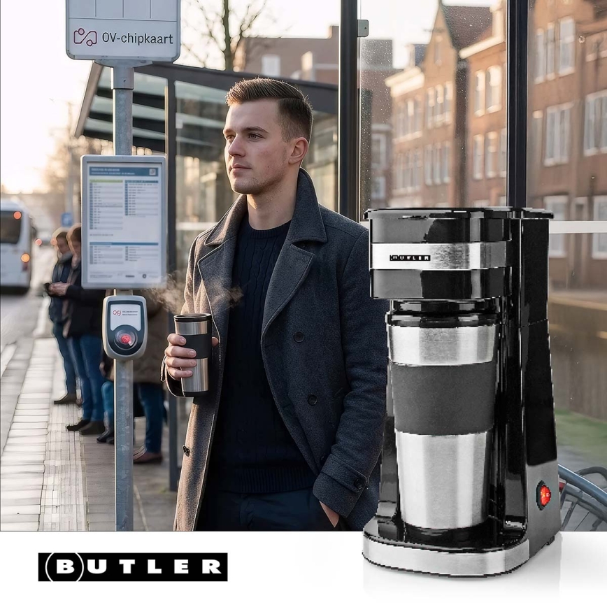 Butler - ühe tassi kohvimasin 0,4 l reisikruusiga 750 W/230 V roostevaba/must