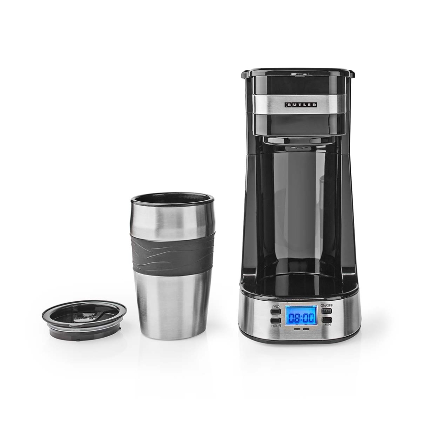 Butler - ühe tassi kohvimasin 0,4 l ajastiga ja reisikruus 750W/230V roostevaba/must