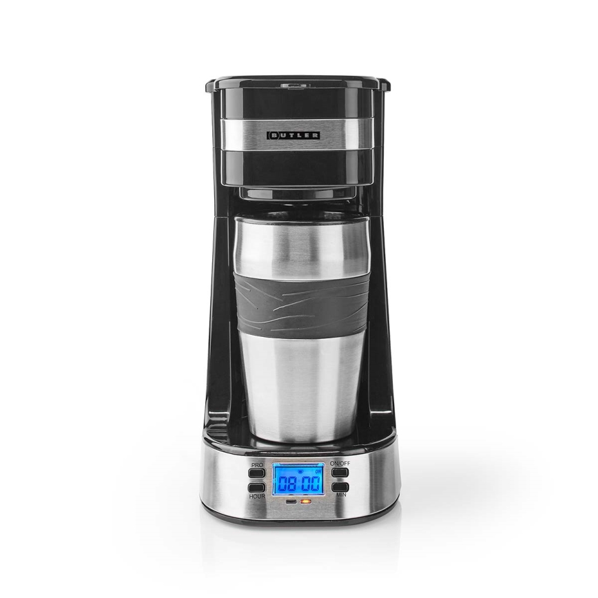 Butler - ühe tassi kohvimasin 0,4 l ajastiga ja reisikruus 750W/230V roostevaba/must