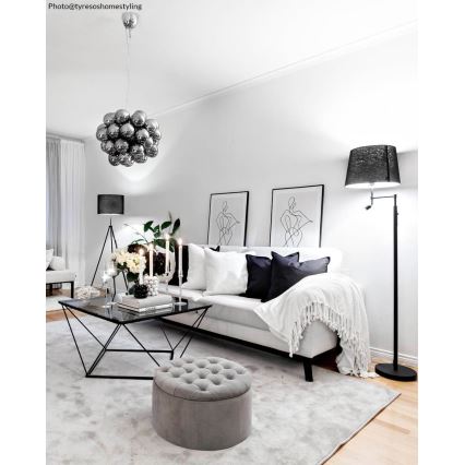 ByRydens - LED-põrandalamp ORLANDO 1xE27/5W/230V + LED/3W, must, läbimõõt 36 cm