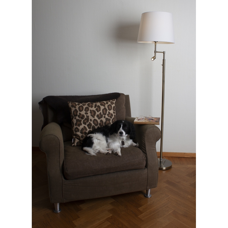 ByRydens - LED Põrandalamp ORLANDO 1xE27/5W/230V + LED/3W valge/pronks d. 36 cm