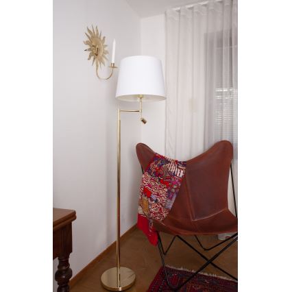 ByRydens - LED Põrandalamp ORLANDO 1xE27/5W/230V + LED/3W valge/kuldne d. 36 cm