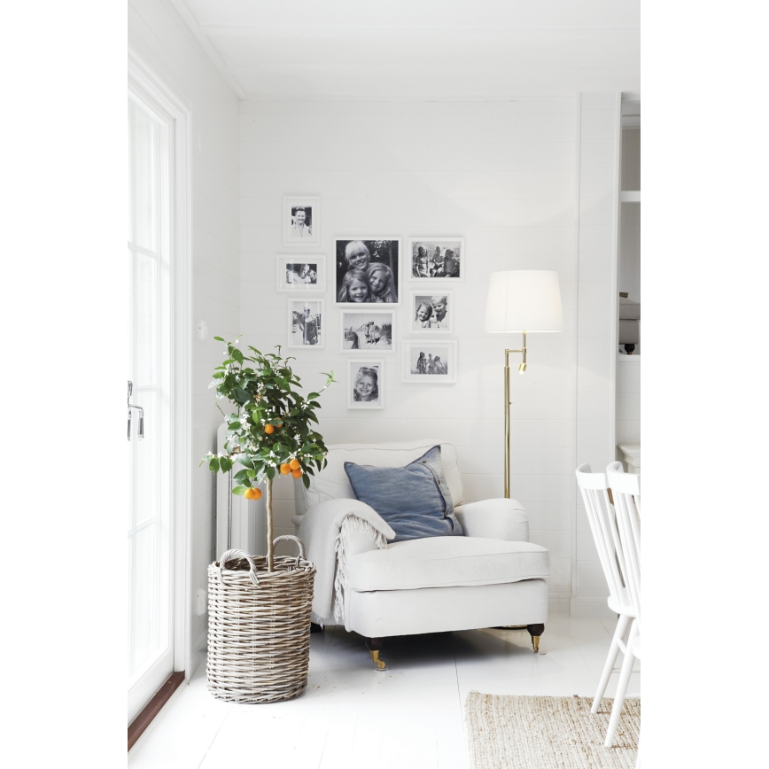 ByRydens - LED Põrandalamp ORLANDO 1xE27/5W/230V + LED/3W valge/kuldne d. 36 cm