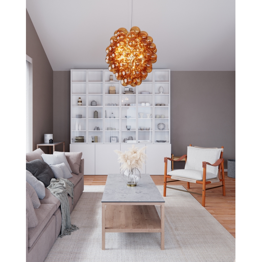 ByRydens - Lühter DELUXE 4xE14/5W/230V suitsune/pruun d. 64 cm