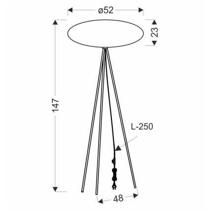 CAFEE 1xE27/40W/230V valge/must põrandalamp