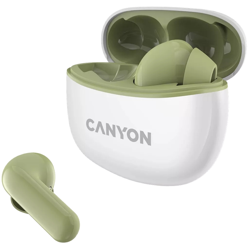 Canyon - Juhtmevaba stereo earphones True Juhtmevaba 500 mAh + 2x 40 mAh valge/roheline