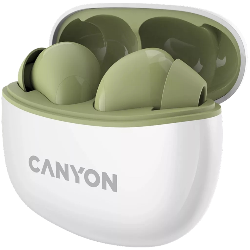 Canyon - Juhtmevaba stereo earphones True Juhtmevaba 500 mAh + 2x 40 mAh valge/roheline