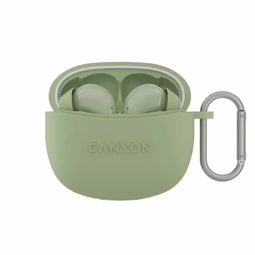 Canyon - Juhtmevaba stereo earphones True Juhtmevaba 500 mAh + 2x 40 mAh valge/roheline