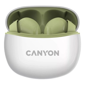 Canyon - Juhtmevaba stereo earphones True Juhtmevaba 500 mAh + 2x 40 mAh valge/roheline