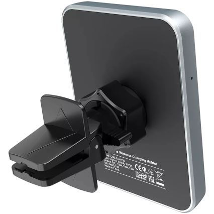 Canyon - Magnetiline telefonihoidik autosse juhtmevaba laadimisfuktsiooniga Qi 5V kandiline must