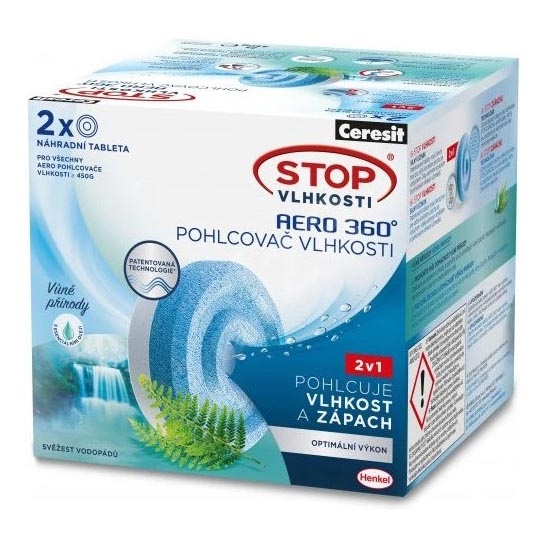 Ceresit - AERO 360° 2-ühes niiskusekoguja tabletid 2x 450 g kosutav joa värskus