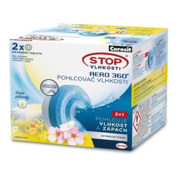 Ceresit - Niiskusekoguja tabletid 2-ühes AERO 360° 2x 450 g heinamaa õied