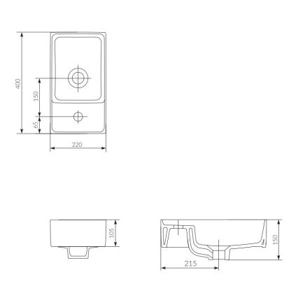 Cersanit K114-004 - Lauaplaadi kraanikauss CREA 22x40 cm keraamika/läikiv valge