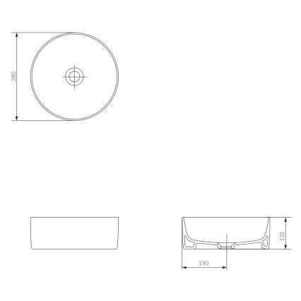 Cersanit K114-020 - CREA lauaplaadi valamukaus pr. 38 cm keraamika/hele läikiv valge
