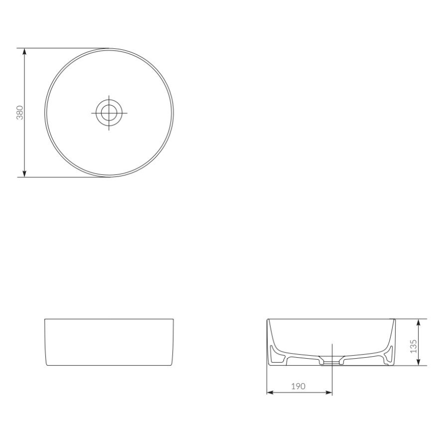 Cersanit K114-020 - CREA lauaplaadi valamukaus pr. 38 cm keraamika/hele läikiv valge