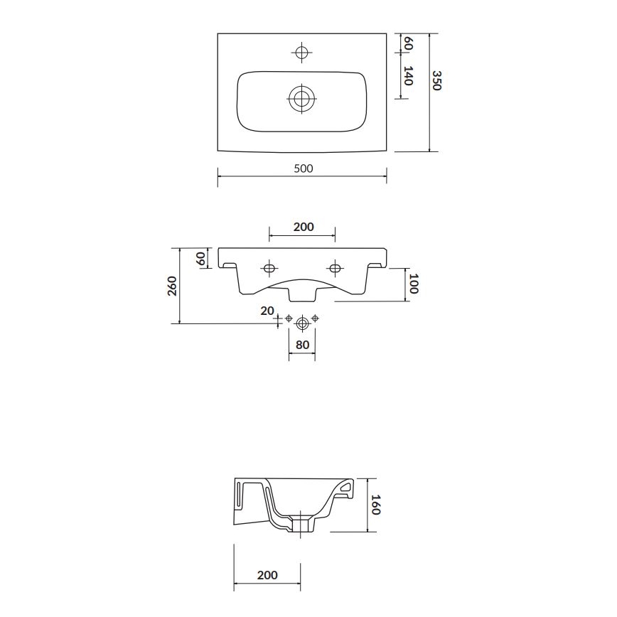 Cersanit K116-008 - Süvistatav valamu MODUO SLIM 35x50 cm keraamika/läikiv valge