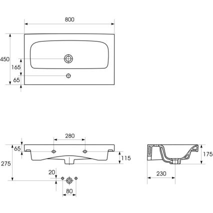 Cersanit K116-013-ECO - Lauale paigaldatav/seinale riputatav valamu MODUO 45x80 cm keraamiline/läikiv valge