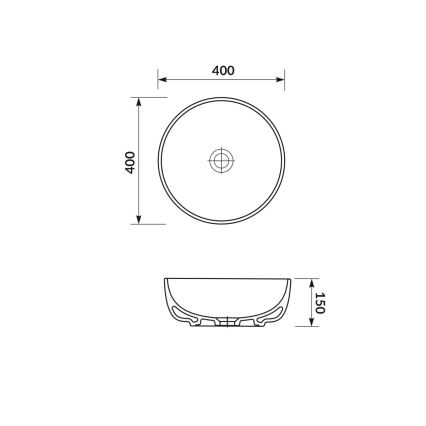 Cersanit K116-048-ECO - MODUO lauapinnale paigaldatav valamu Ø 40 cm, keraamiline/läikiv valge