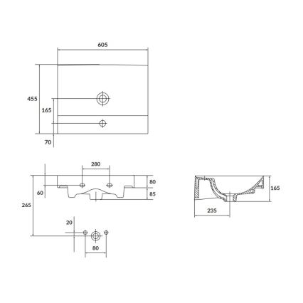 Cersanit K120-009 - Süvistatav valam LARGA 45,5x60,5 cm keraamika/läikiv valge